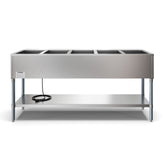 Five Pan Open Well Electric Steam Table with Undershelf, 240V, KM-OWS-5.